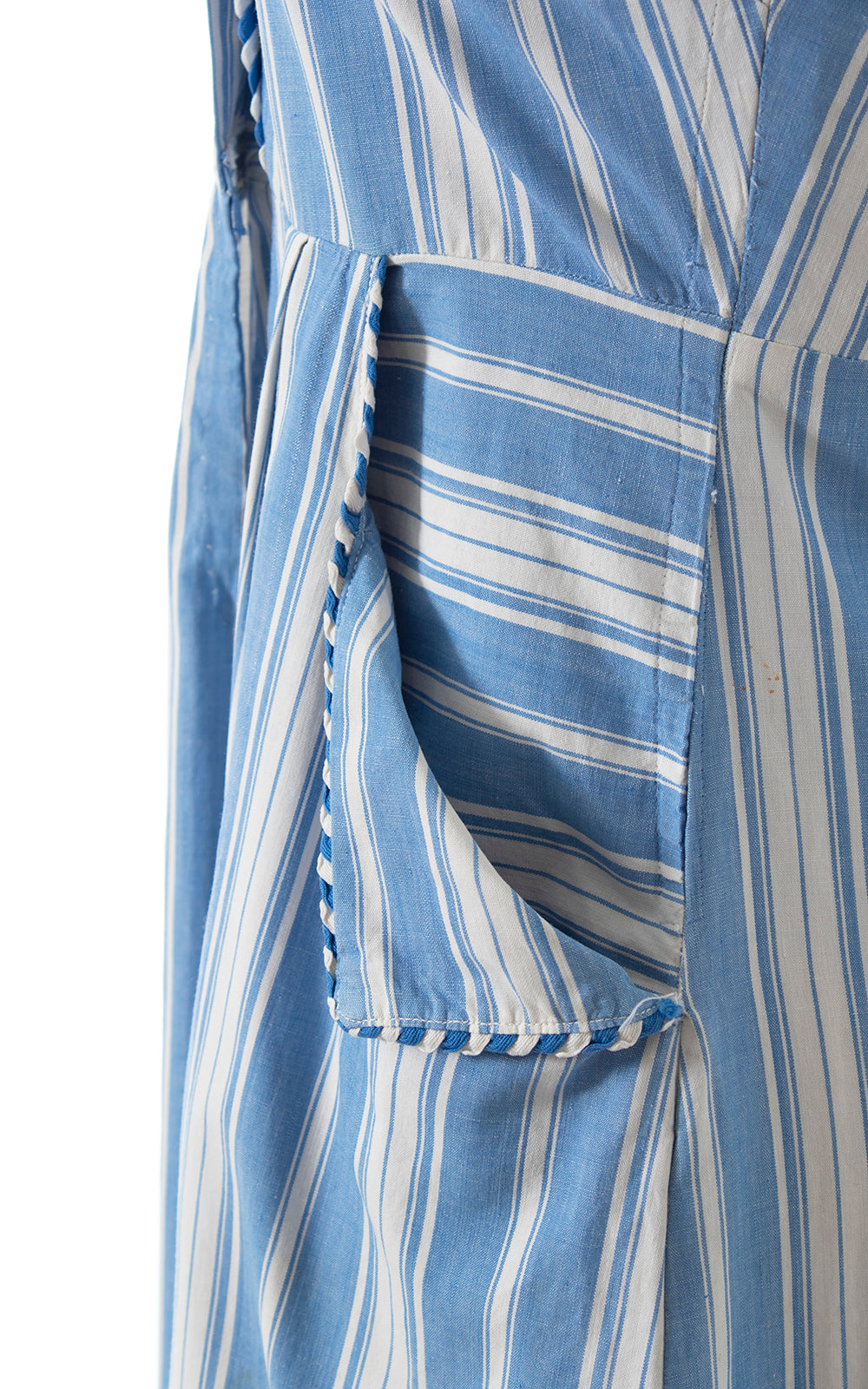 1940s Striped Cotton Shirtwaist Dress with Pockets | small/medium