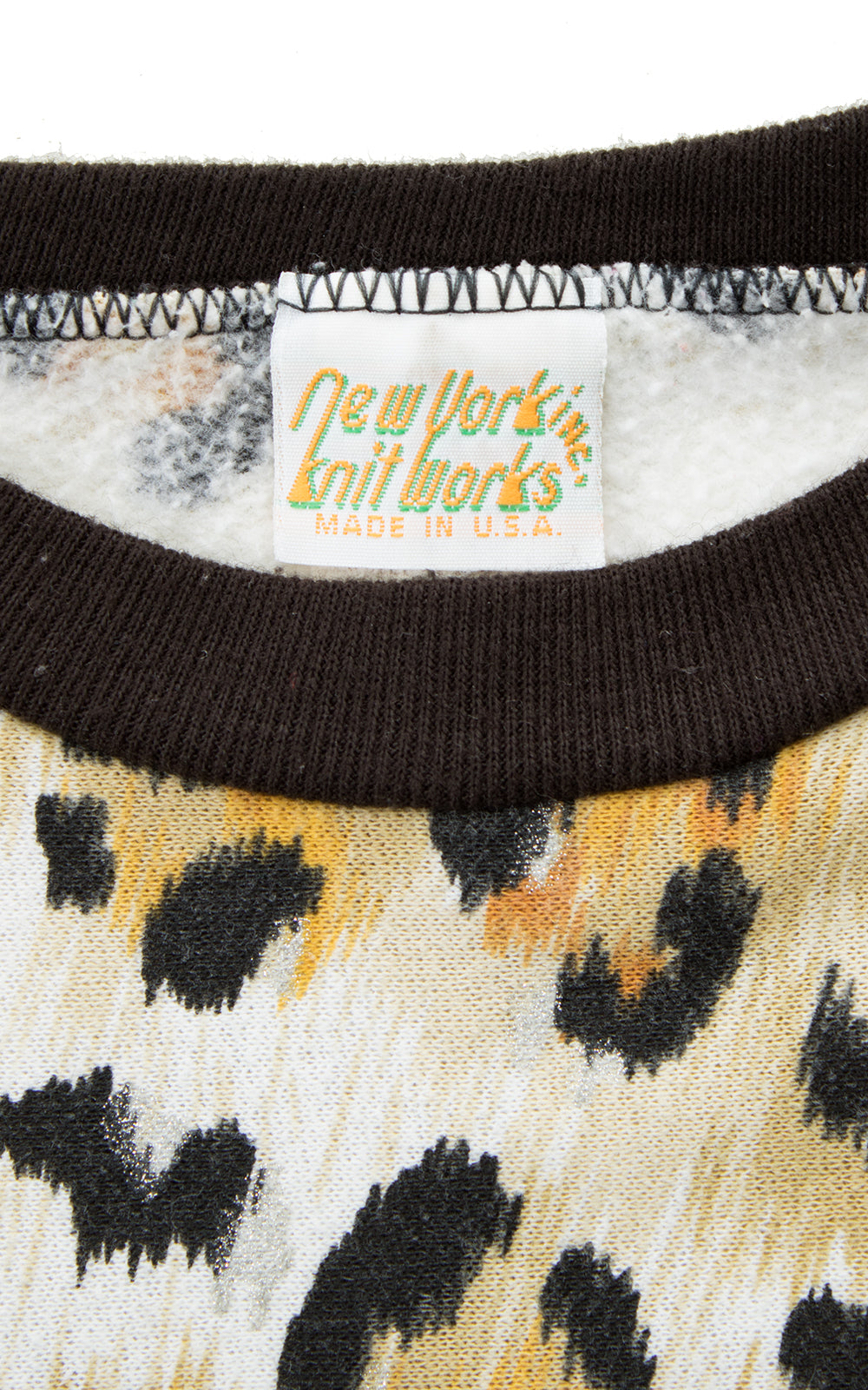 1980s Leopard Novelty Print Glitter Sweatshirt BirthdayLifeVintage