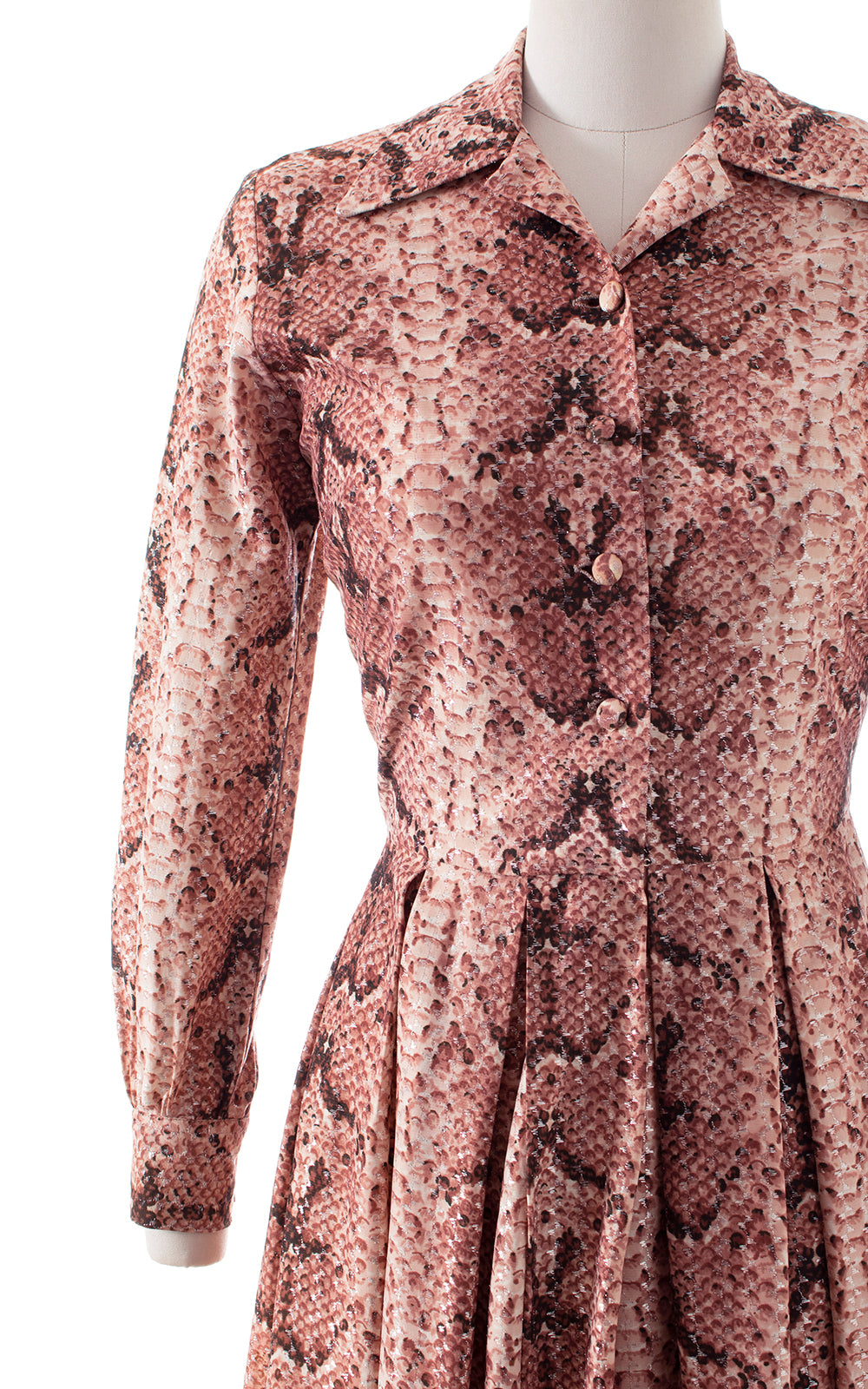 1970s Metallic Snakeskin Maxi Dress | medium