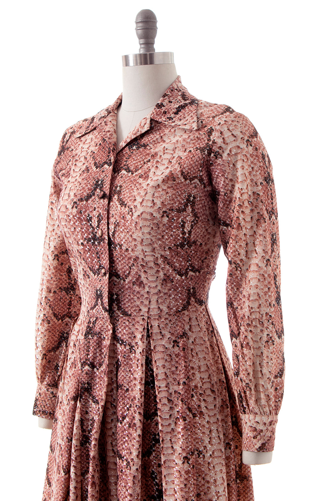 1970s Metallic Snakeskin Maxi Dress | medium