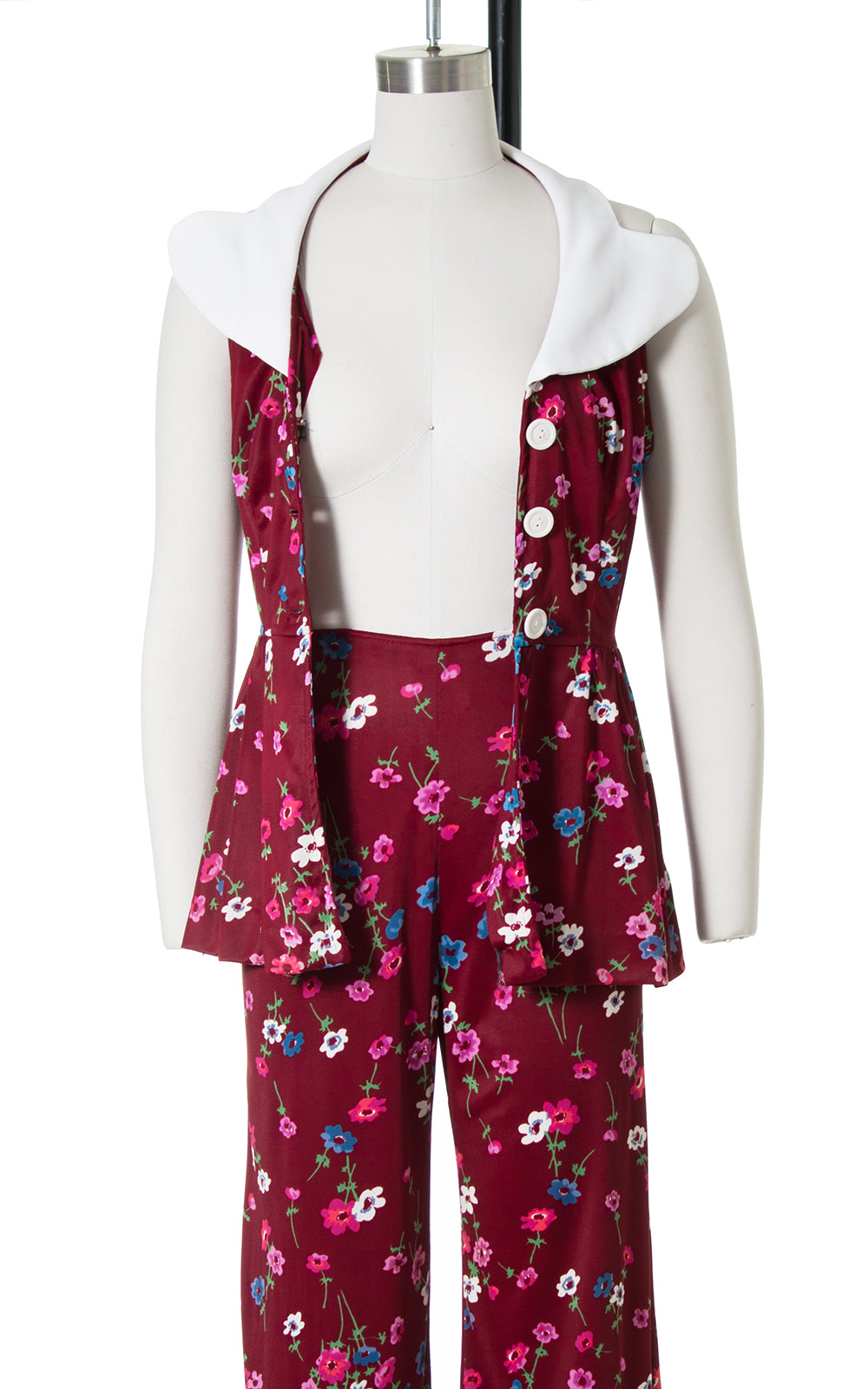 1970s Floral Open Back Halter Top & Pants Set