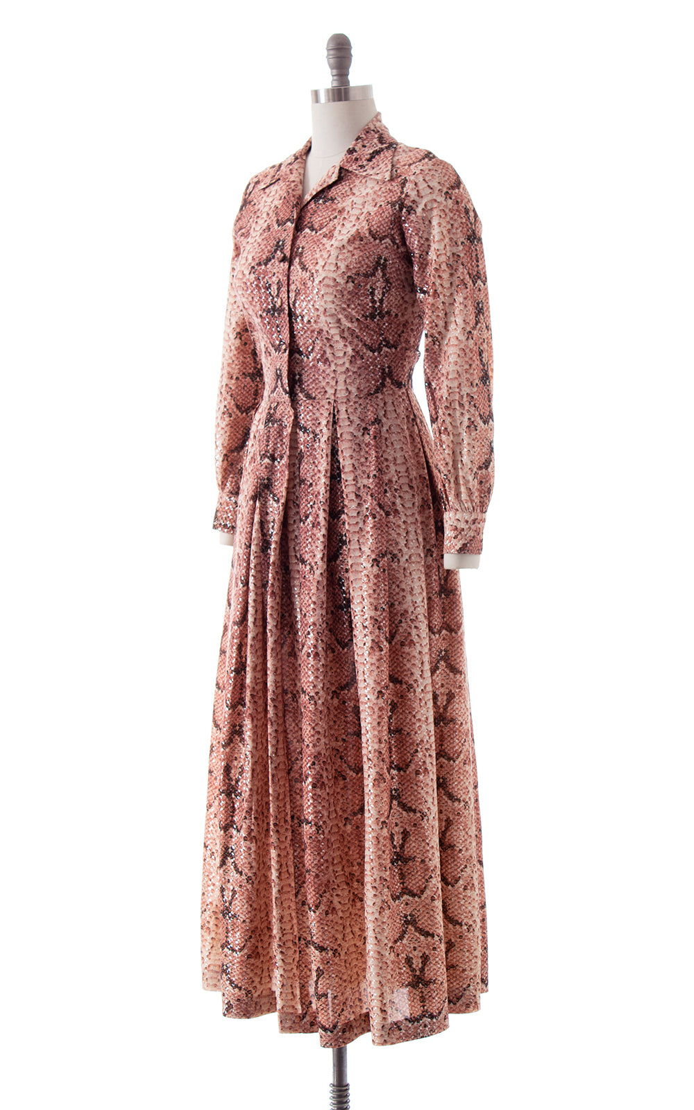 1970s Metallic Snakeskin Maxi Dress | medium