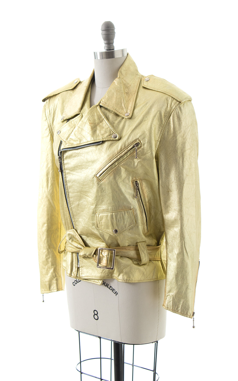 1980s Metallic Gold Leather Moto Jacket BirthdayLifeVintage