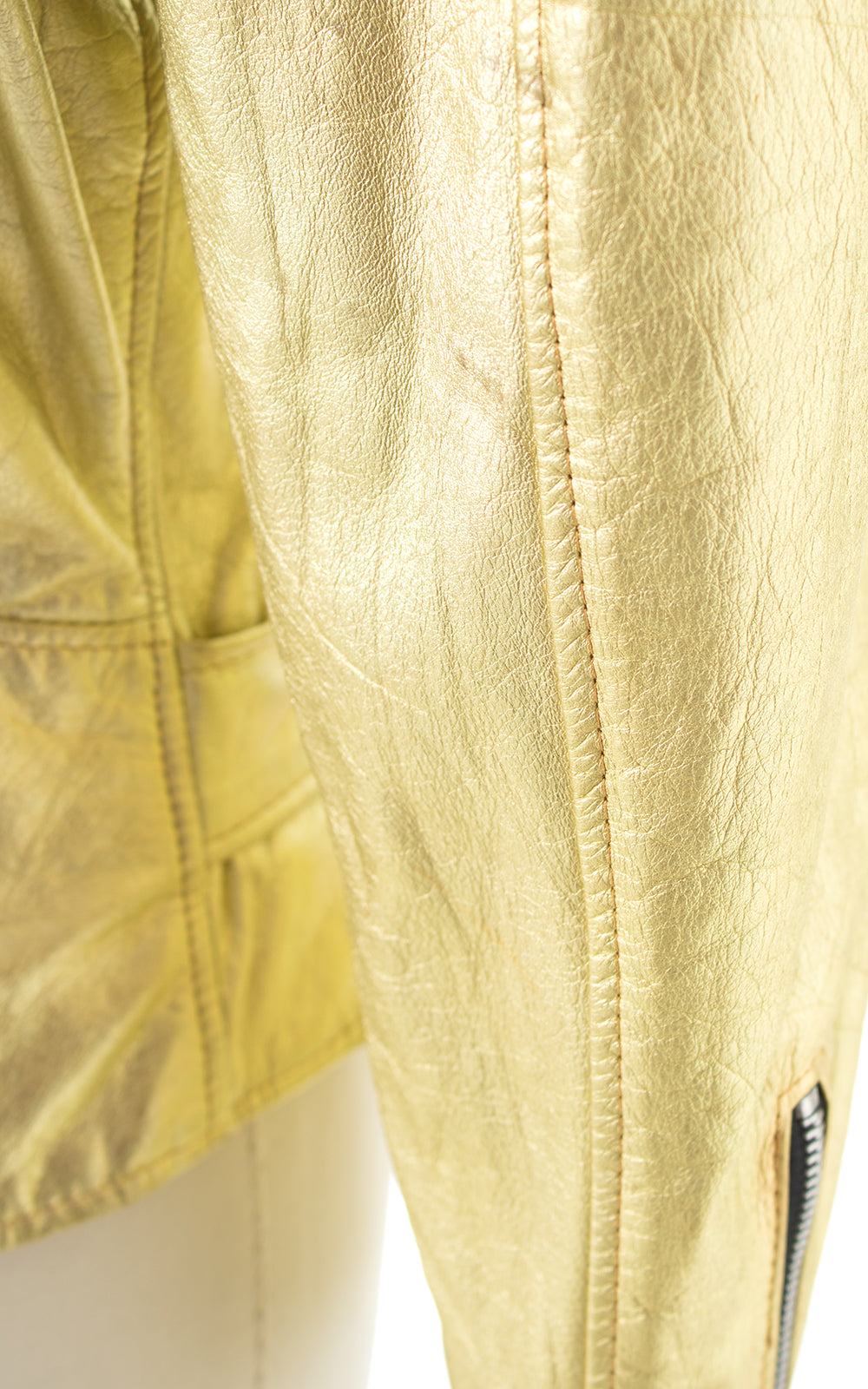 1980s Metallic Gold Leather Moto Jacket BirthdayLifeVintage