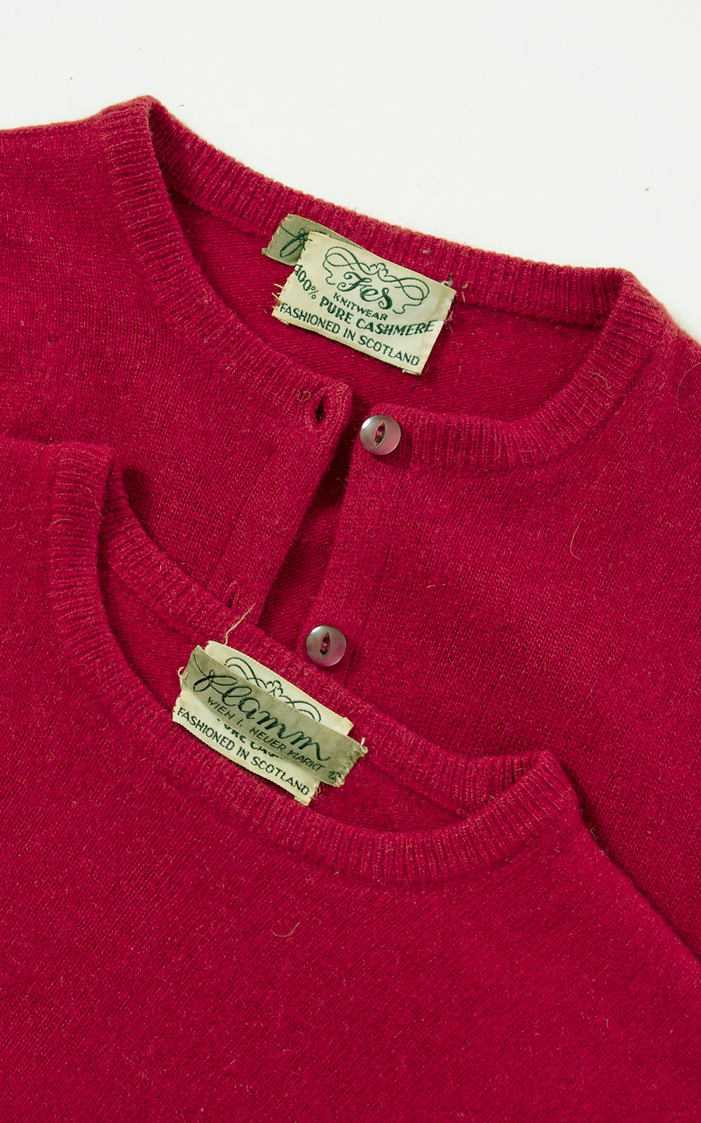 1940s Cranberry Cashmere Knit Sweater Set | small/medium