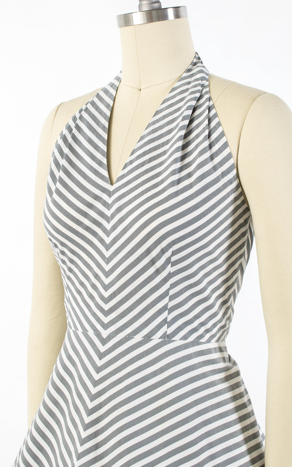 1950s Chevron Striped Cotton Halter Sundress | small