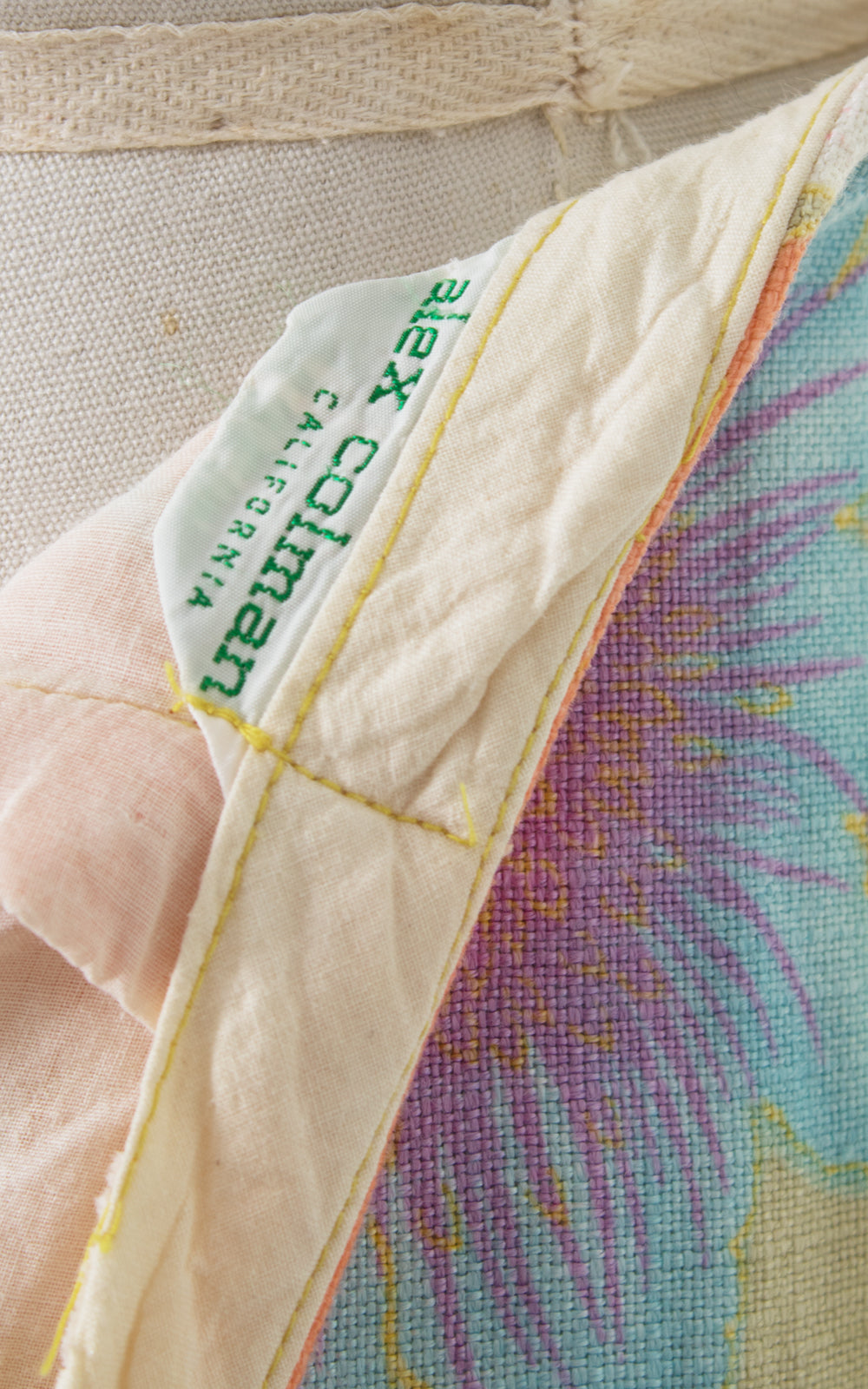 1960s Colorful Floral Cotton High Waisted Pants