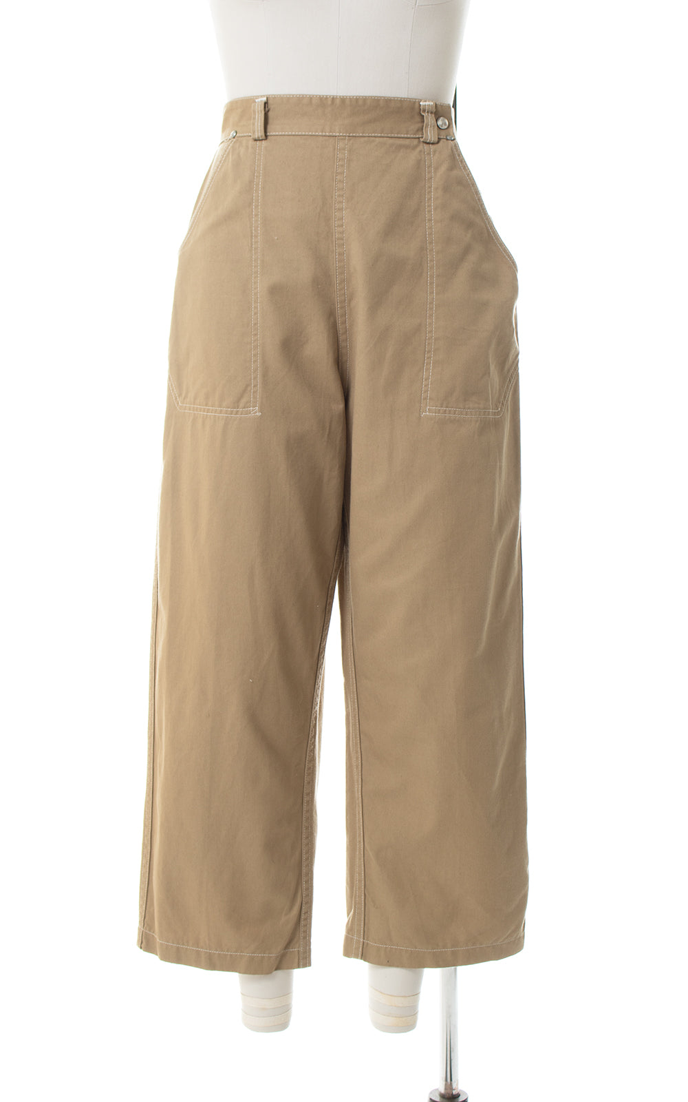 1950s Khaki High Waist Capri Pants