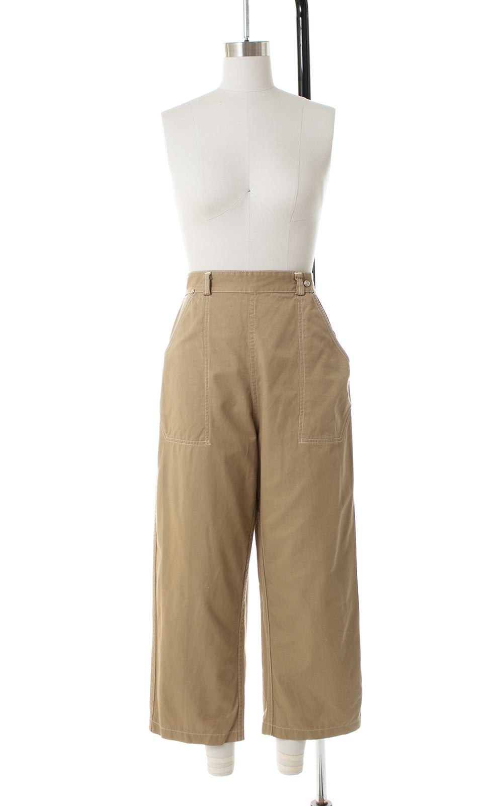 1950s Khaki High Waist Capri Pants