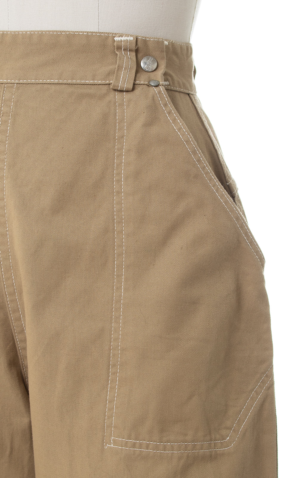 1950s Khaki High Waist Capri Pants