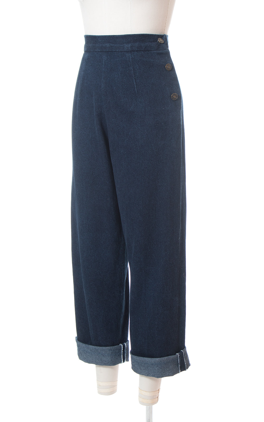 1950s Style High Waisted Denim Jeans