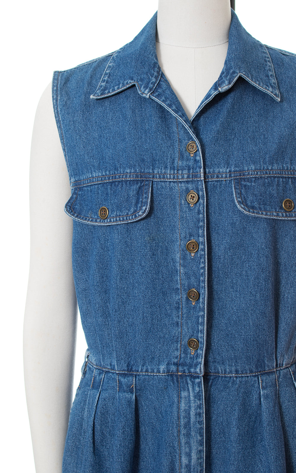 1990s Denim Romper with Pockets