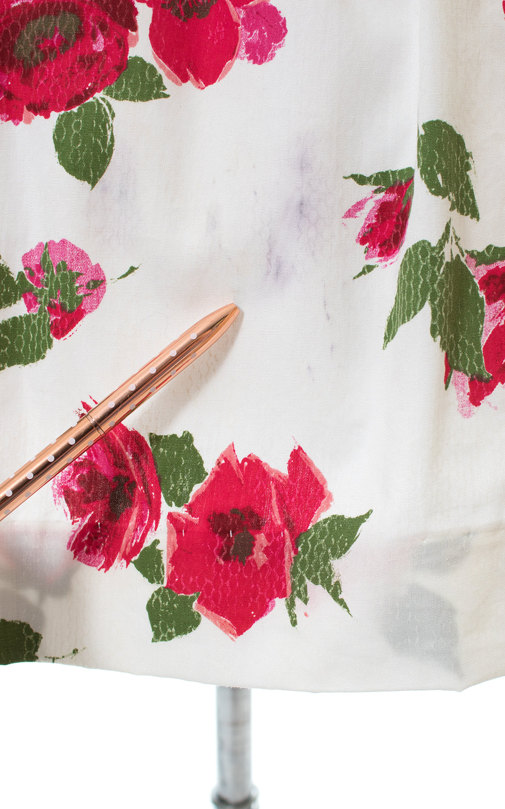 1950s Floral Cotton Hot Pink White Sundress
