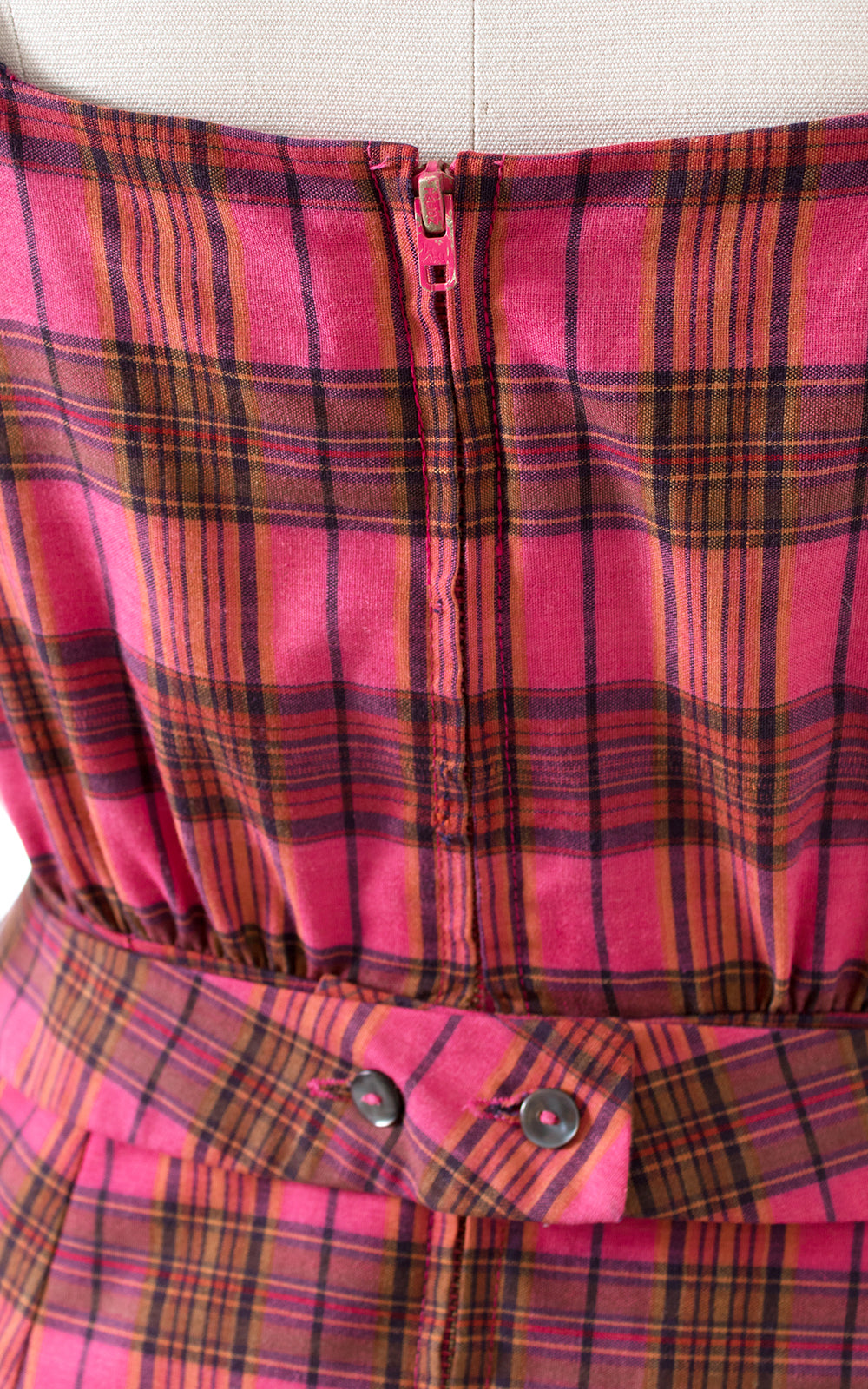 1950s Pink Plaid Cotton Romper