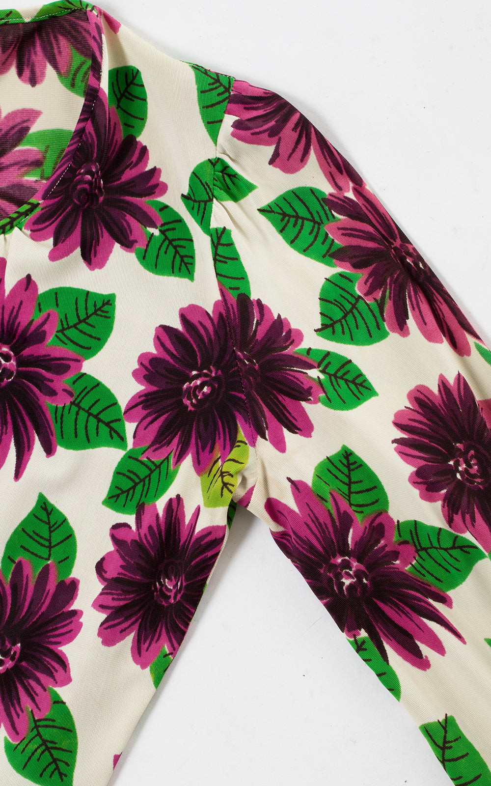 1940s Purple Floral Jersey Blouse