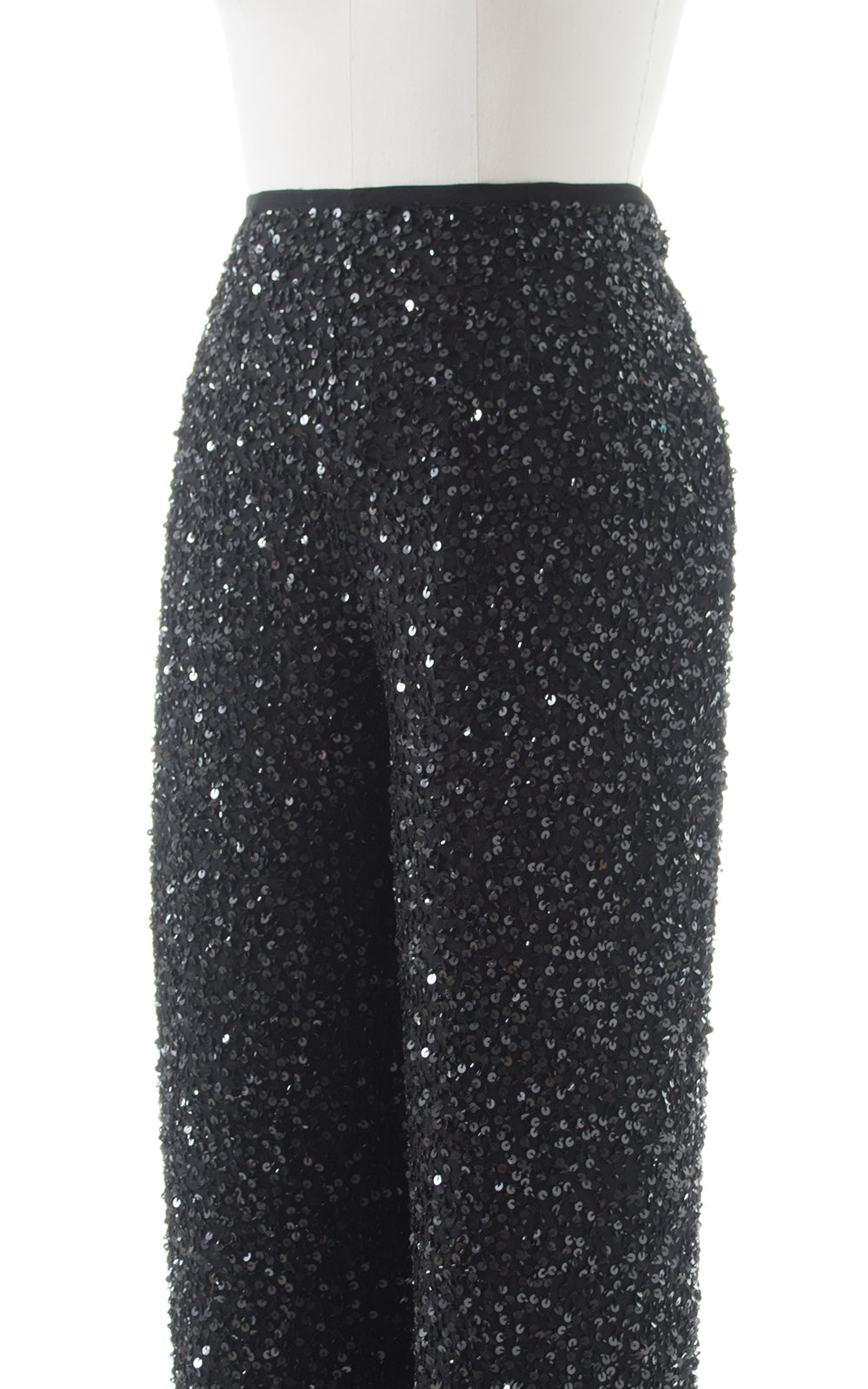 1980s Adrianna Papell Sequin Silk Chiffon Pants BirthdayLifeVintage