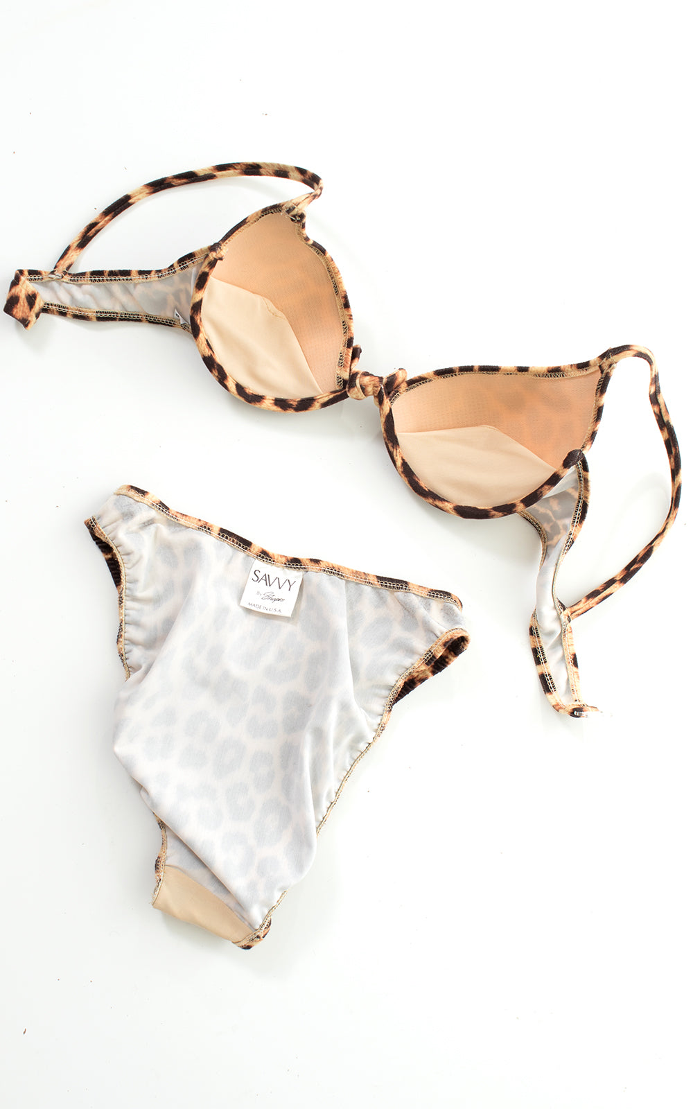 1980s 1990s Leopard Print High Cut Bikini