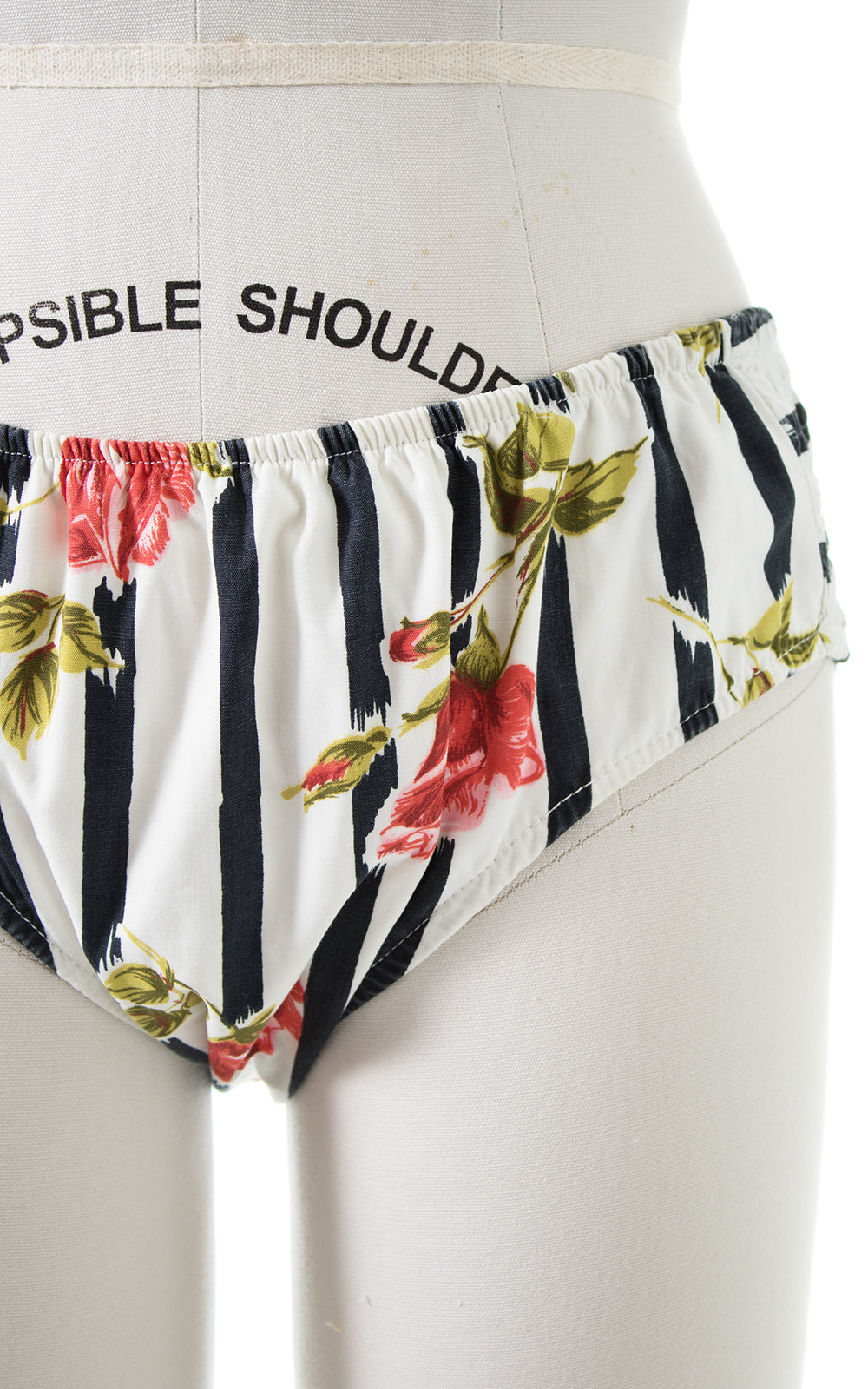 1950s Rose Striped Cotton Bikini