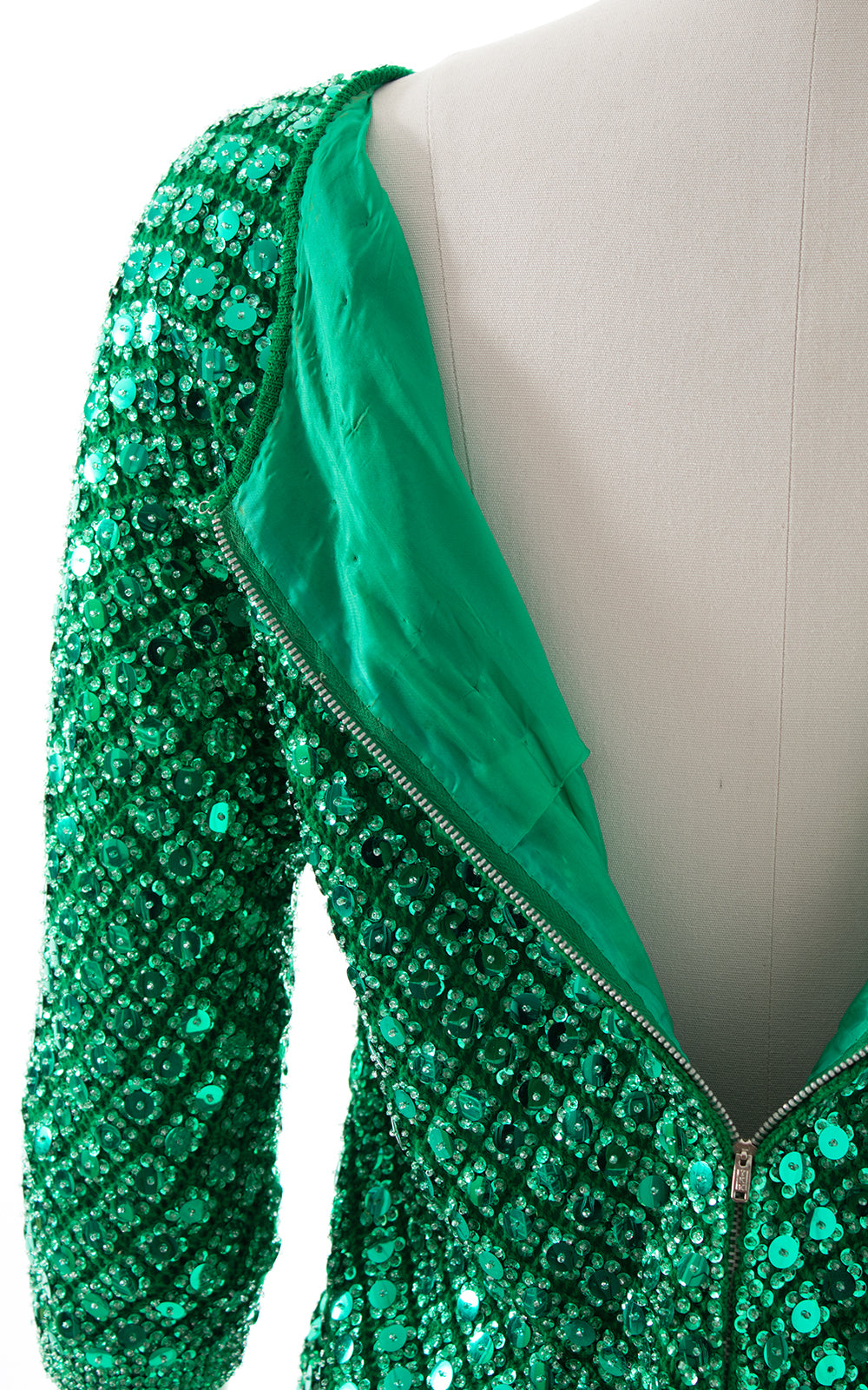 1950s Sequin Beaded Knit Wool Sweater