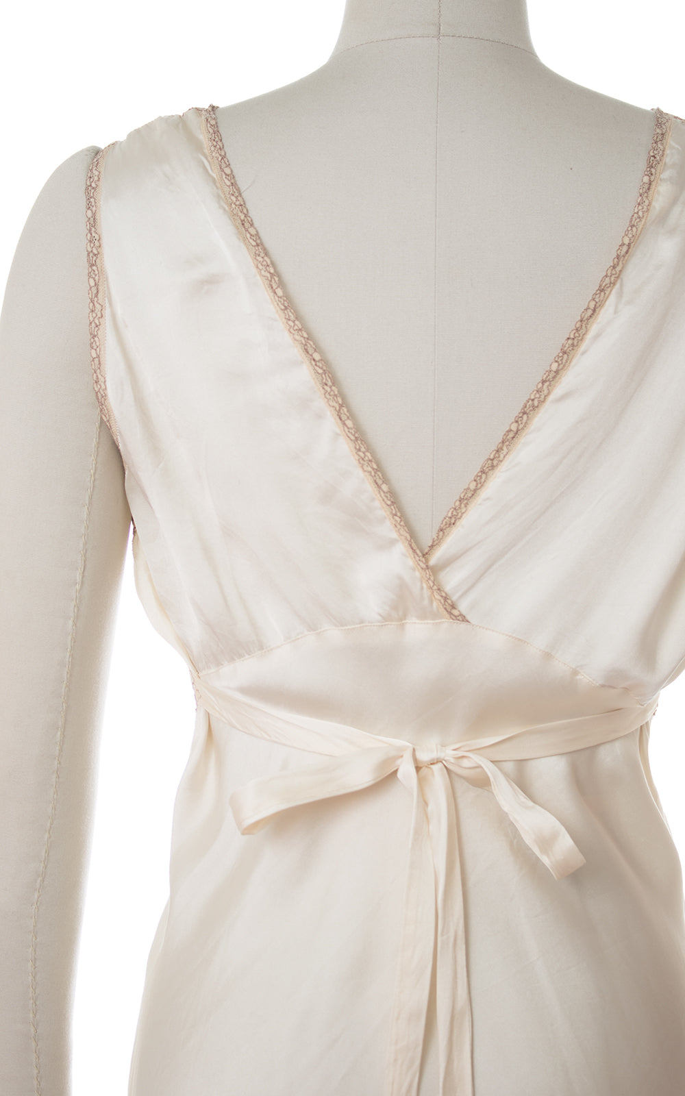 1940s Bias-Cut Ivory Rayon Satin Nightgown