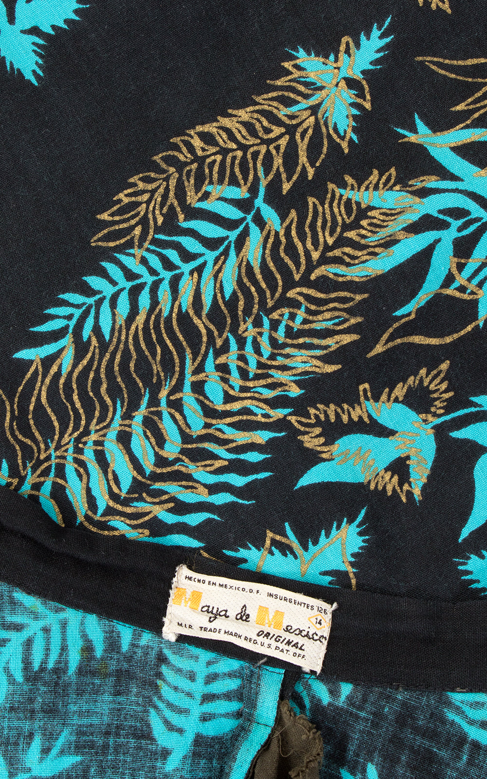 1950s Mexican Metallic Fern Black Cotton Circle Skirt | medium