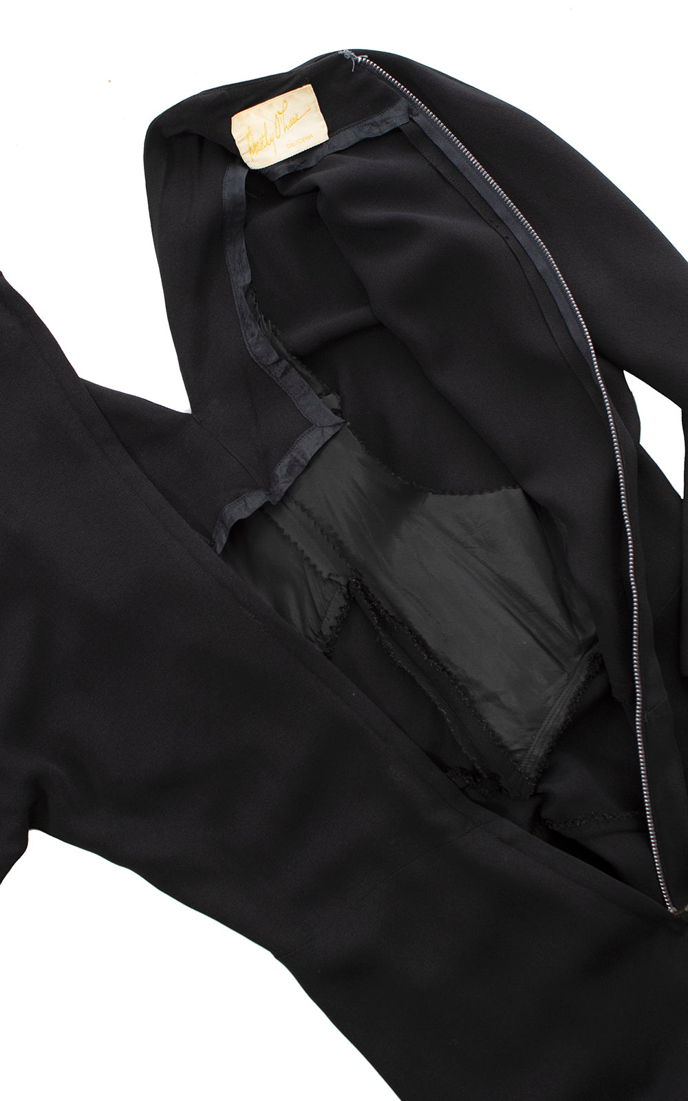 1940s DOROTHY O'HARA Black Rayon Draped Wiggle Dress | small