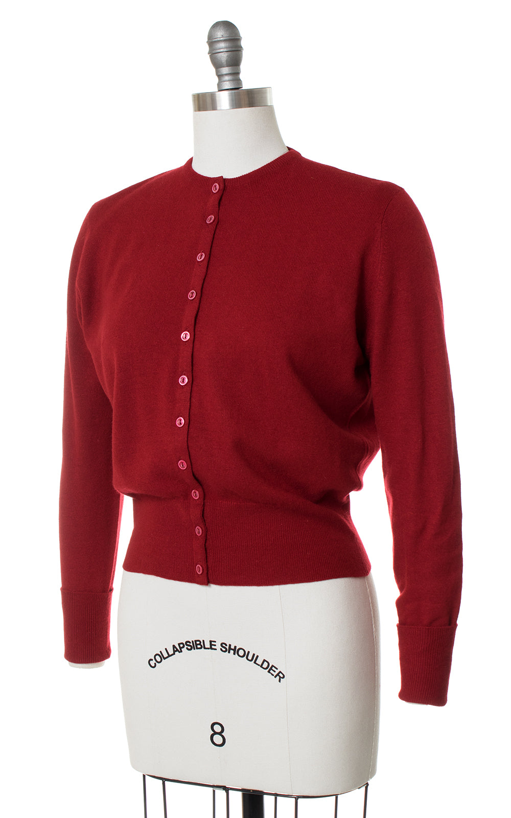 1950s Dark Red Cashmere Cardigan