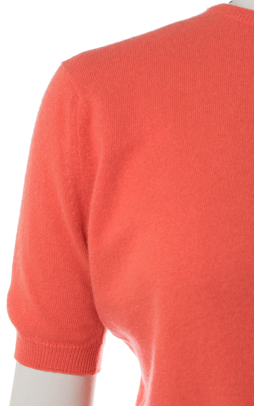 1950s Coral Cashmere Sweater Top | small/medium