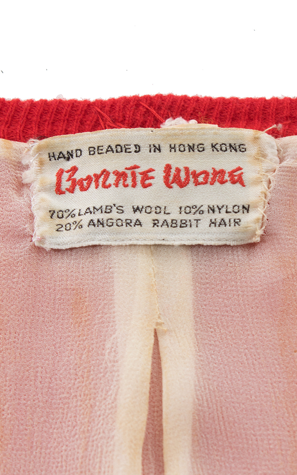 1950s Sequin Beaded Red Knit Cardigan