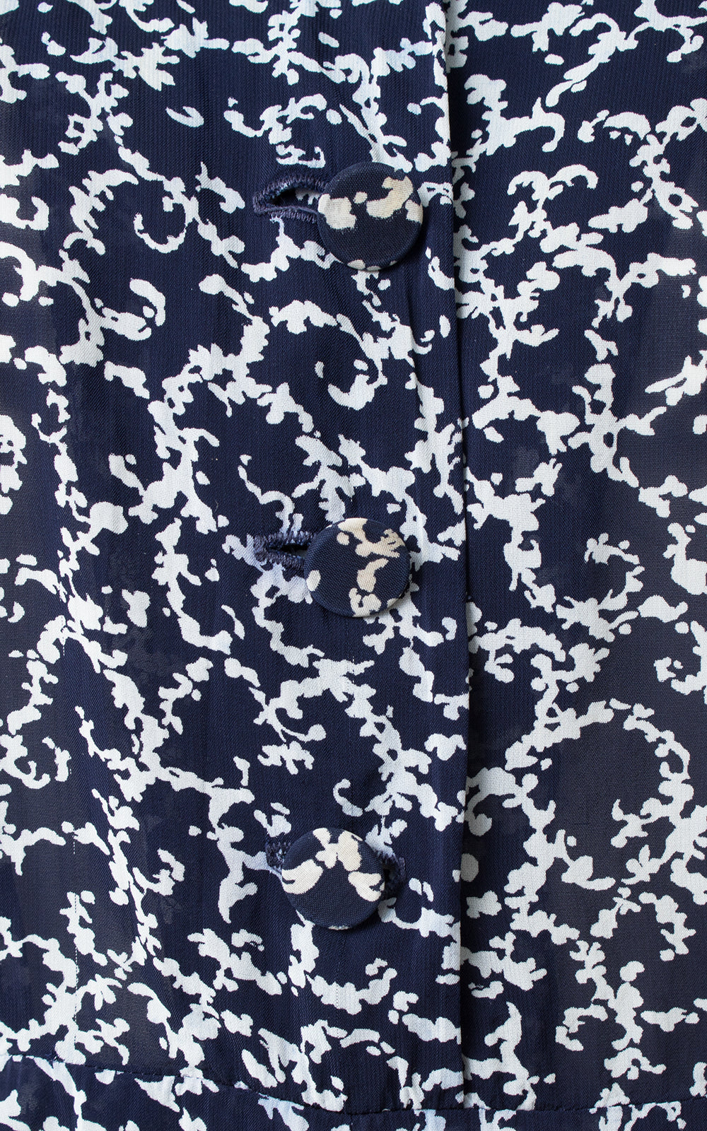 1940s Filigree Soutache Cold Rayon Shirtwaist Dress