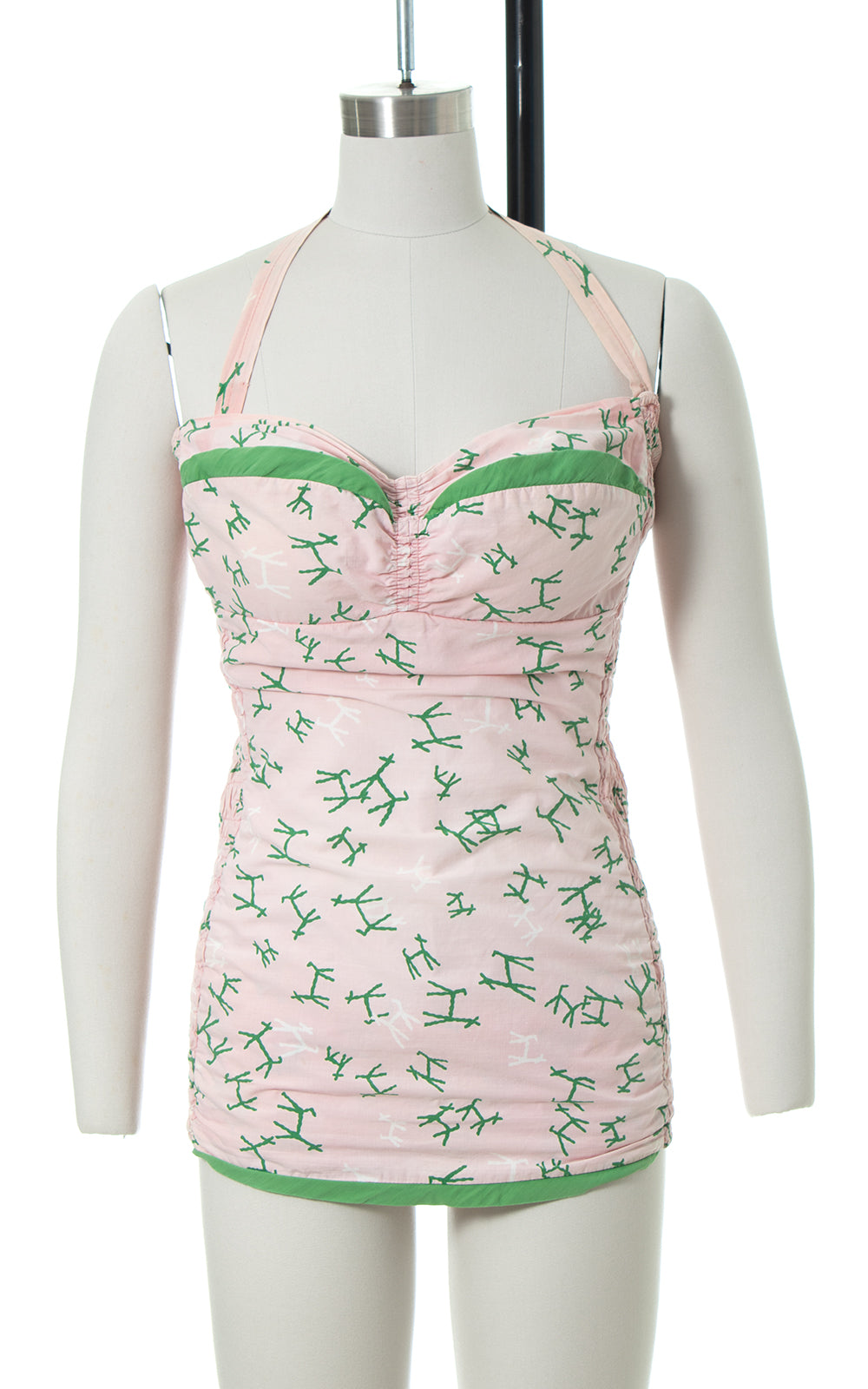 1950s Cole of California Dog Deer Novelty Print Smocked Swimsuit