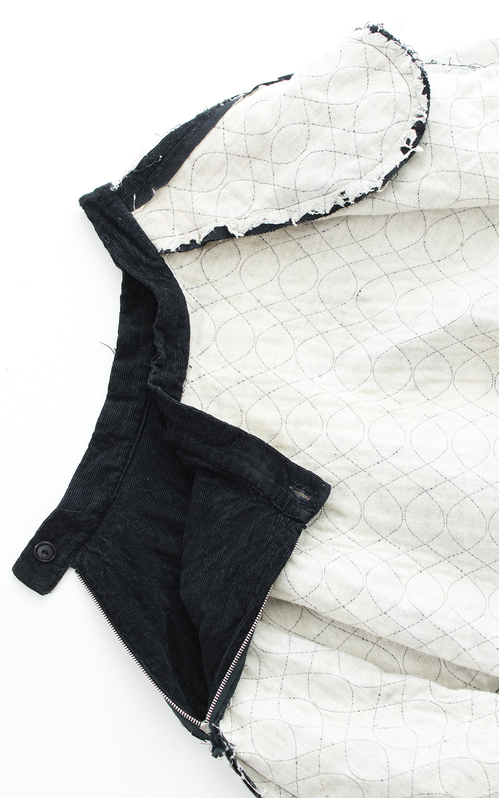 1950s Black Quilted Corduroy Circle Skirt