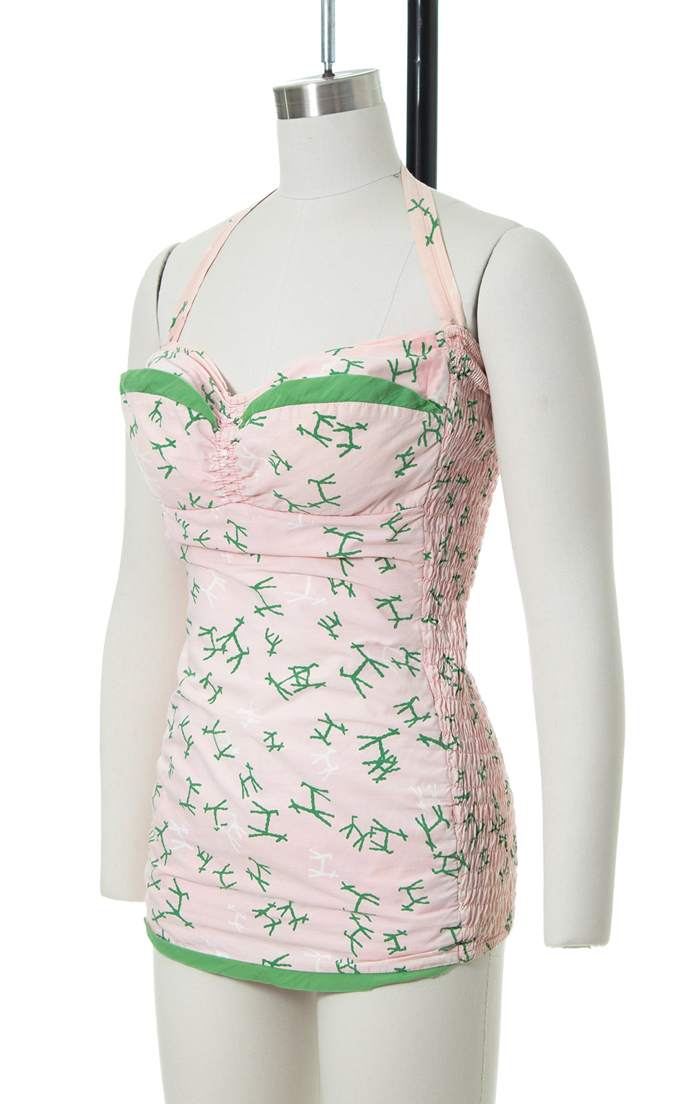 1950s Cole of California Dog Deer Novelty Print Smocked Swimsuit