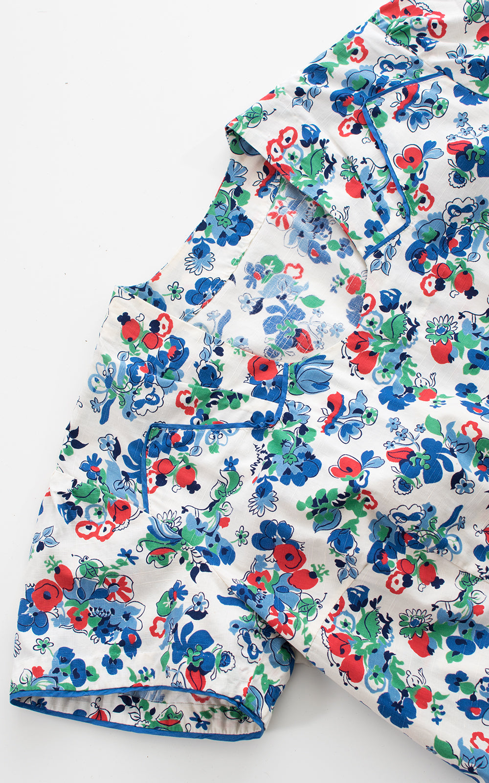 1940s White Floral Cotton Day Dress