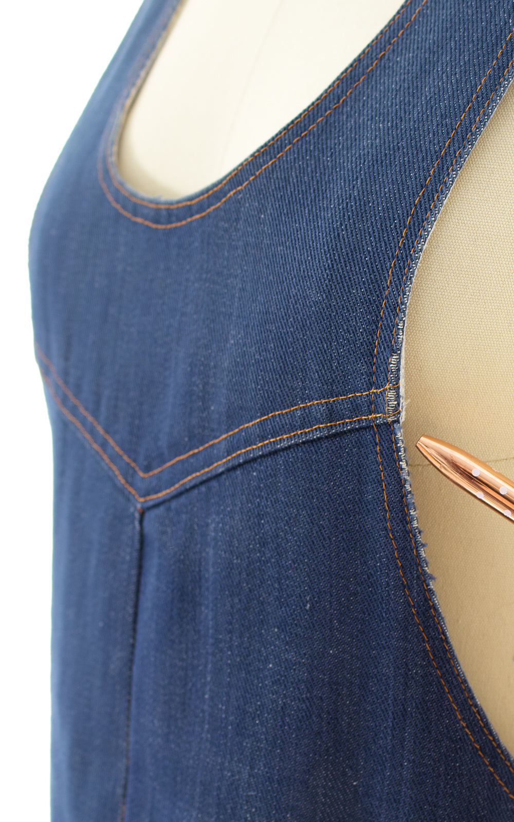 1970s Levi's Embroidered Denim Overalls Dress