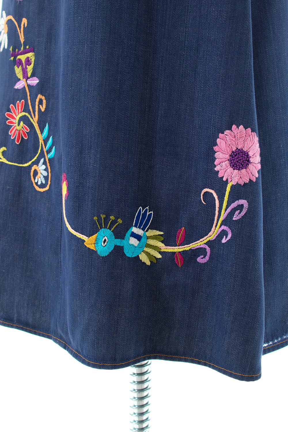 1970s Levi's Embroidered Denim Overalls Dress