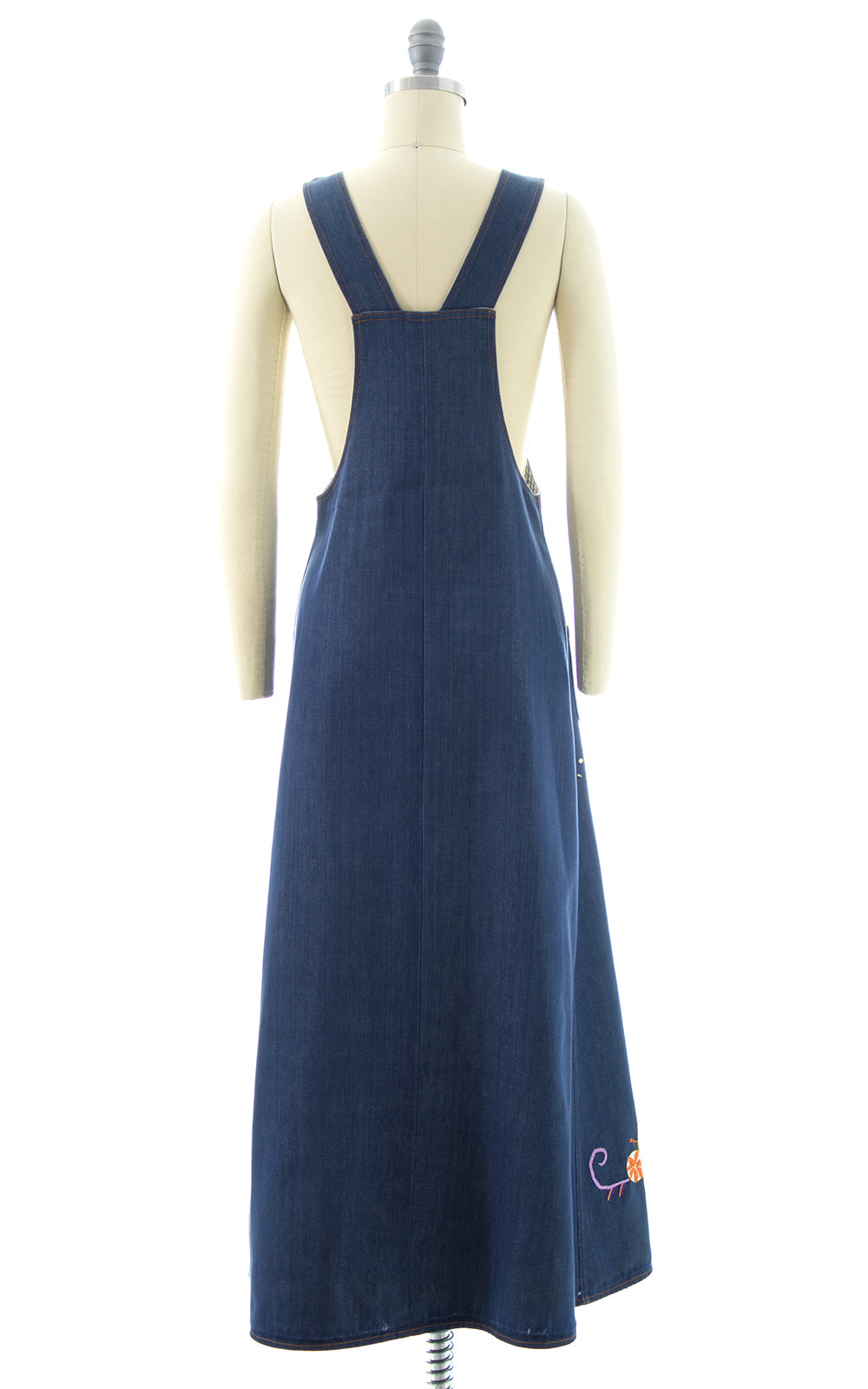 1970s Levi's Embroidered Denim Overalls Dress