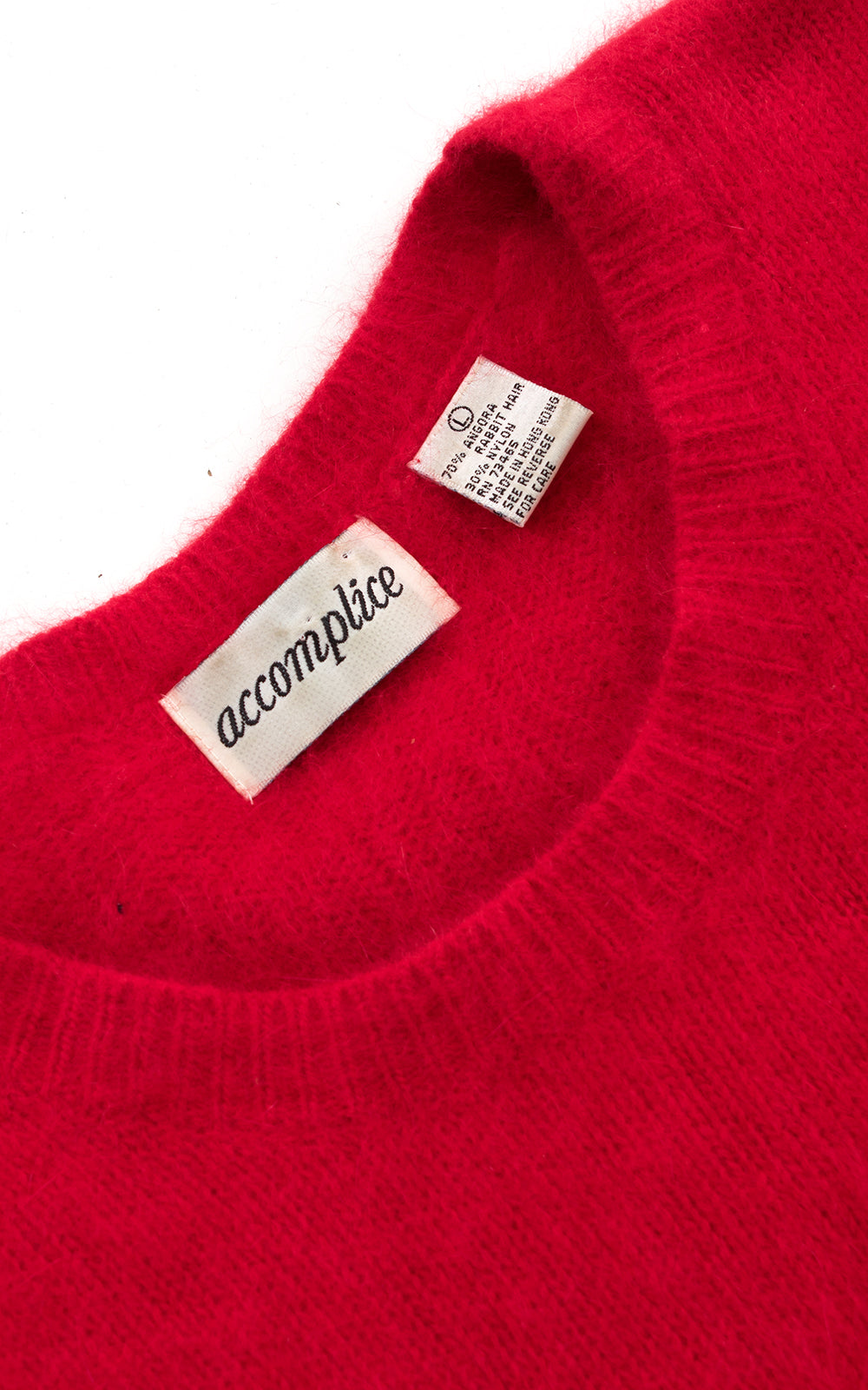 1980s Red Angora Knit Cropped Sweater
