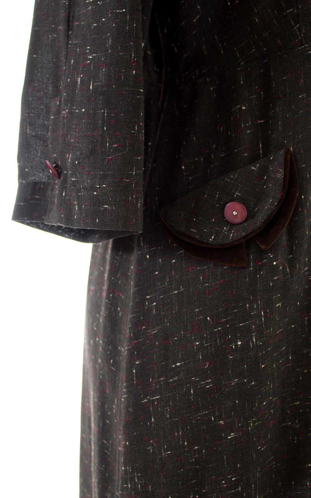 1950s Flecked Brown Shirtwaist Wiggle Dress