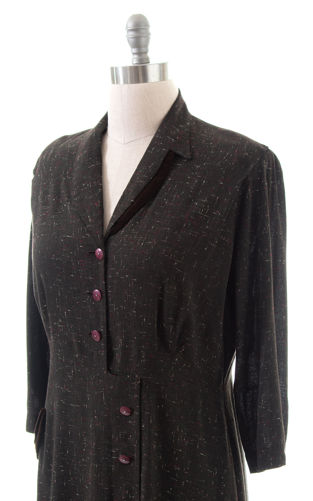 1950s Flecked Brown Shirtwaist Wiggle Dress