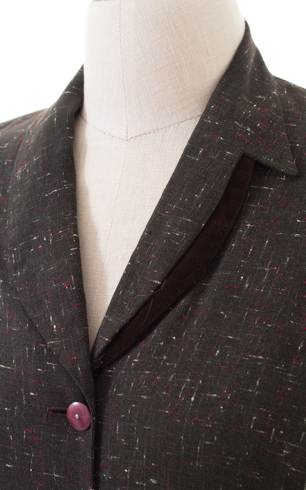 1950s Flecked Brown Shirtwaist Wiggle Dress