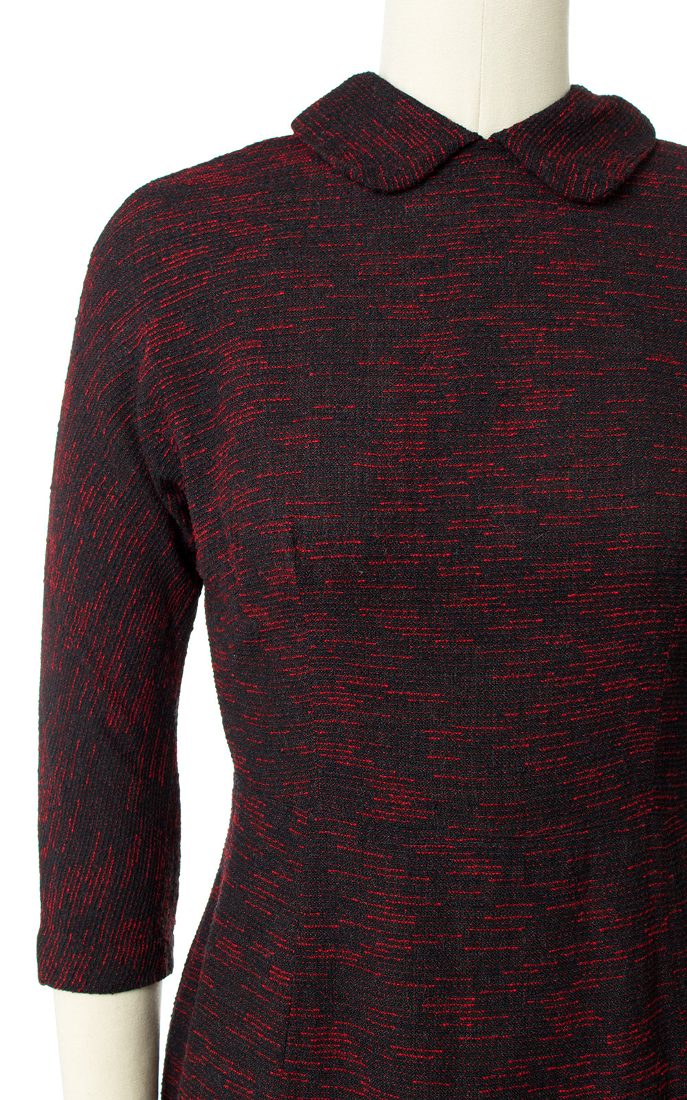 1950s Striated Red Black Wiggle Dress