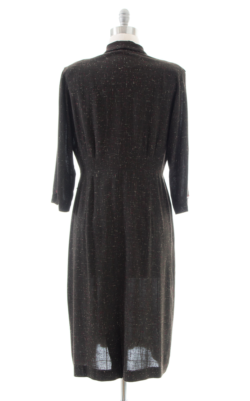 1950s Flecked Brown Shirtwaist Wiggle Dress