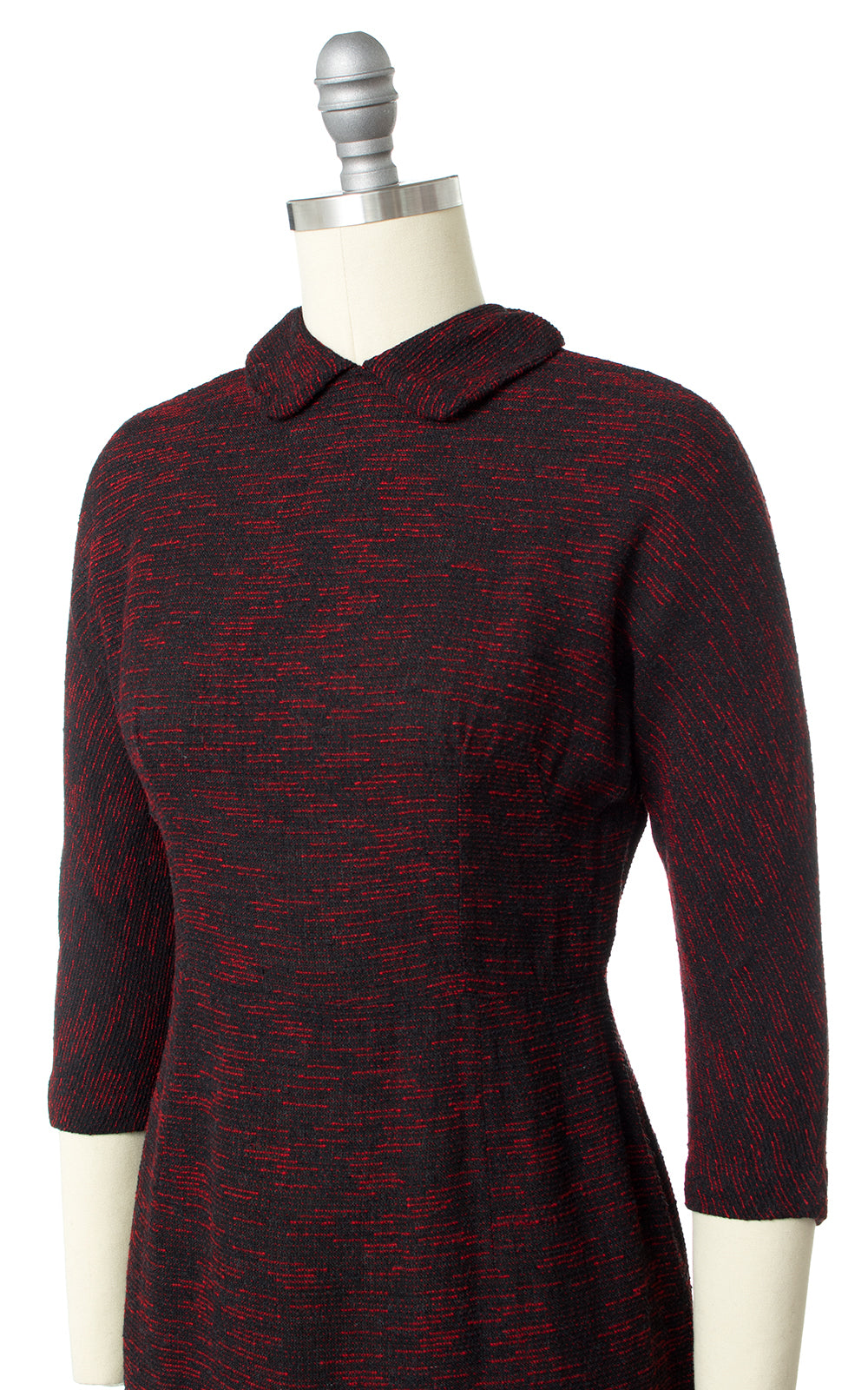 1950s Striated Red Black Wiggle Dress