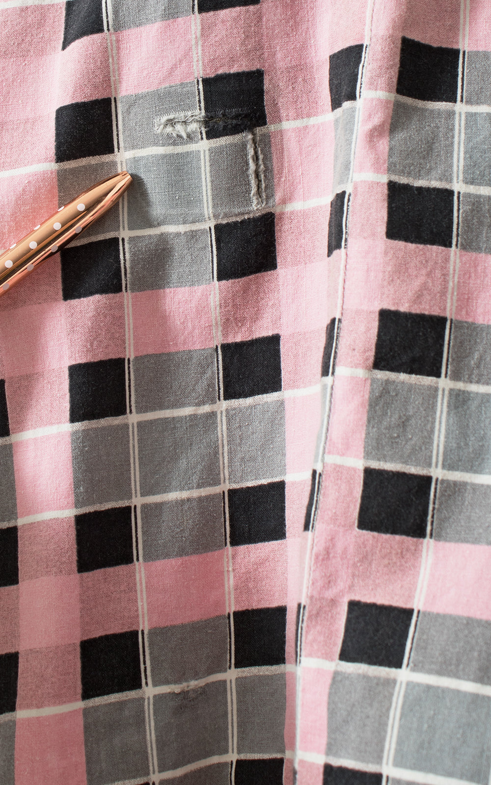 1950s Pink Plaid Cotton Shirtwaist Dress