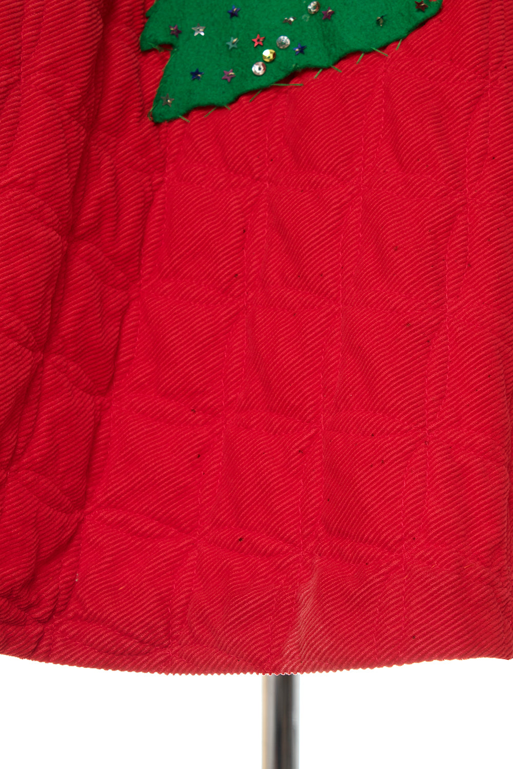 1950s Christmas Tree Sequin Quilted Corduroy Circle Skirt