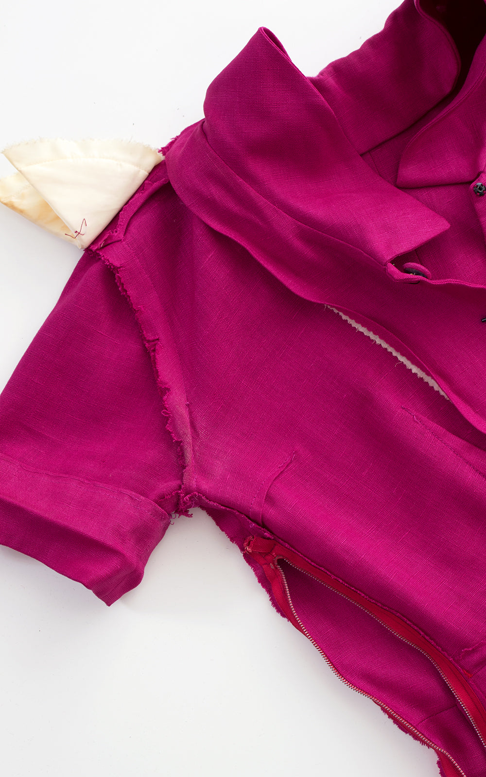 1950s Fuchsia Linen Shirtwaist Dress