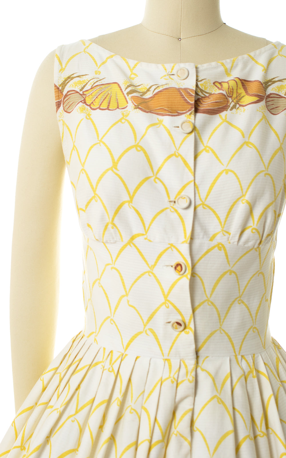 1950s Seashell Novelty Border Print Sundress