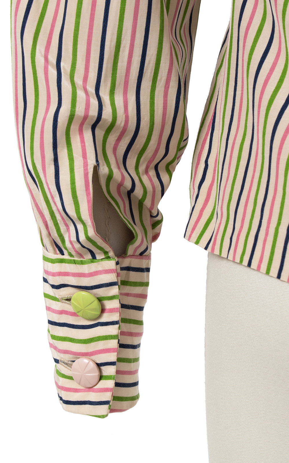 1940s Candy Striped Rayon Blouse