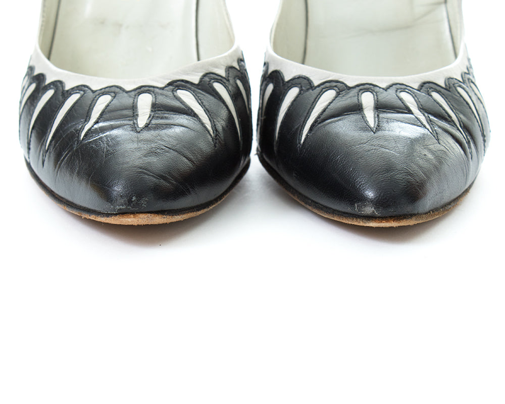 1980s Two-Tone Cutout Leather Heels